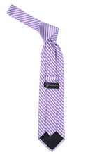 Load image into Gallery viewer, Geometric Amethyst Purple Necktie w. Silver Zigzag Hanky Set - Ferrecci USA 

