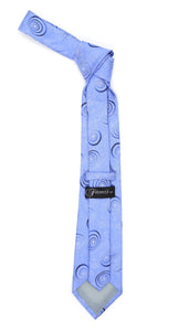 Sky Blue Swirl Design Necktie with Handkerchief Set - Ferrecci USA 