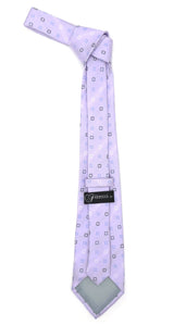 Lavender Geometric Necktie with Handkerchief Set - Ferrecci USA 