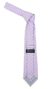 Lavender Purple Geometric Necktie with Handkerchief Set - Ferrecci USA 