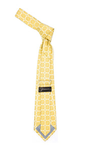Floral Yellow Necktie with Handkderchief Set - Ferrecci USA 