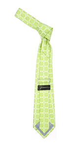 Floral Lime Green Necktie with Handkderchief Set - Ferrecci USA 