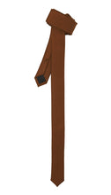 Load image into Gallery viewer, Super Skinny Brown Shiny Slim Tie - Ferrecci USA 

