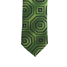 Load image into Gallery viewer, Super Skinny Retro Geometric Green Slim Tie - Ferrecci USA 
