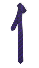Load image into Gallery viewer, Super Skinny Stripe Purple Black Slim Tie - Ferrecci USA 
