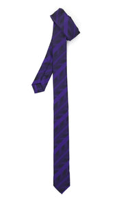 Super Skinny Stripe Purple Black Slim Tie - Ferrecci USA 