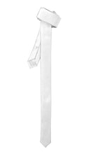 Load image into Gallery viewer, Super Skinny White Shiny Slim Tie - Ferrecci USA 

