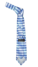 Load image into Gallery viewer, Microfiber Blue Silver Striped Tie and Hankie Set - Ferrecci USA 
