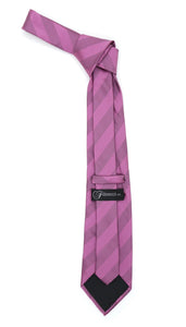 Microfiber Lavender Striped Tie and Hankie Set - Ferrecci USA 
