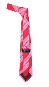 Microfiber Pink Striped Tie and Hankie Set - Ferrecci USA 