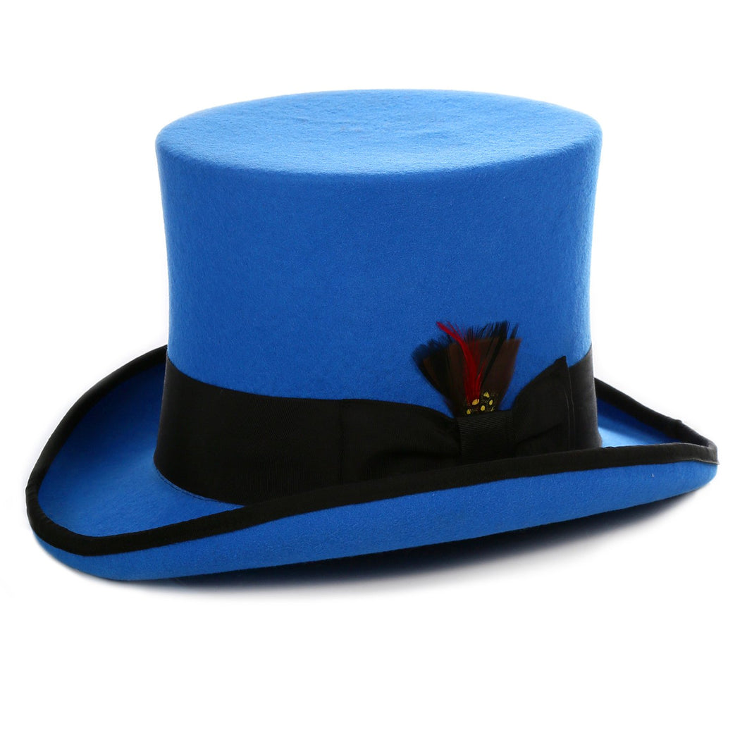 Ferrecci Royal Blue and Black Wool Felt Top Hat - Ferrecci USA 