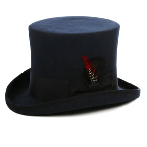 Premium Wool Navy Top Hat - Ferrecci USA 