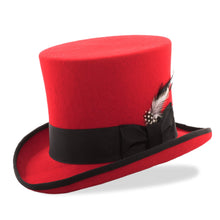 Load image into Gallery viewer, Premium Wool Red and Black Top Hat - Ferrecci USA 
