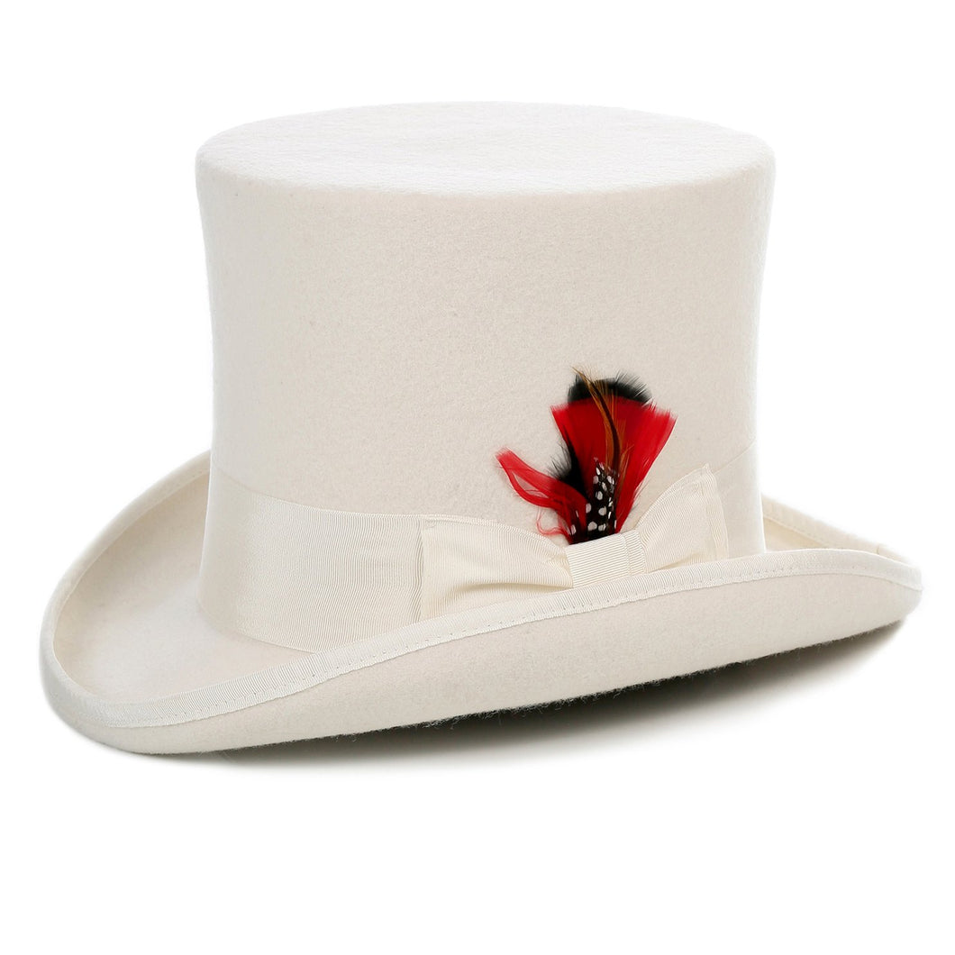 Premium Wool Off White Top Hat - Ferrecci USA 
