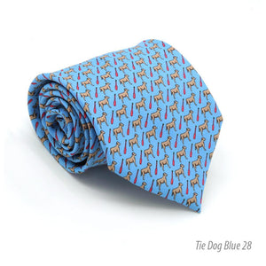 Dog Provence Blue Necktie with Handkerchief Set - Ferrecci USA 