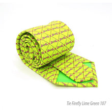 Load image into Gallery viewer, Firefly Lime Green Necktie with Handkerchief Set - Ferrecci USA 
