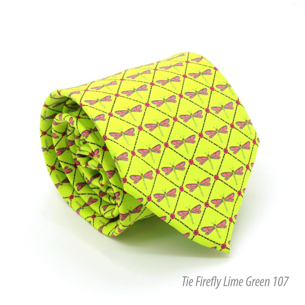 Firefly Lime Green Necktie with Handkerchief Set - Ferrecci USA 