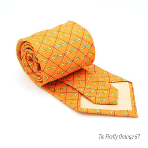 Firefly Orange Necktie with Handkerchief Set - Ferrecci USA 