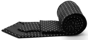 Mens Dads Classic Black Geometric Pattern Business Casual Necktie & Hanky Set UO-4 - Ferrecci USA 