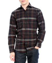 Load image into Gallery viewer, Brown Plaid Slim Fit Casual Shirt - Vale - Ferrecci USA 
