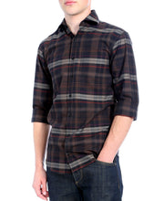 Load image into Gallery viewer, Brown Plaid Slim Fit Casual Shirt - Vale - Ferrecci USA 
