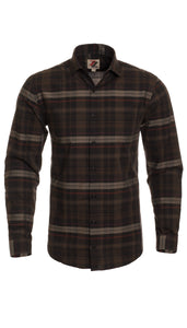 Brown Plaid Slim Fit Casual Shirt - Vale - Ferrecci USA 