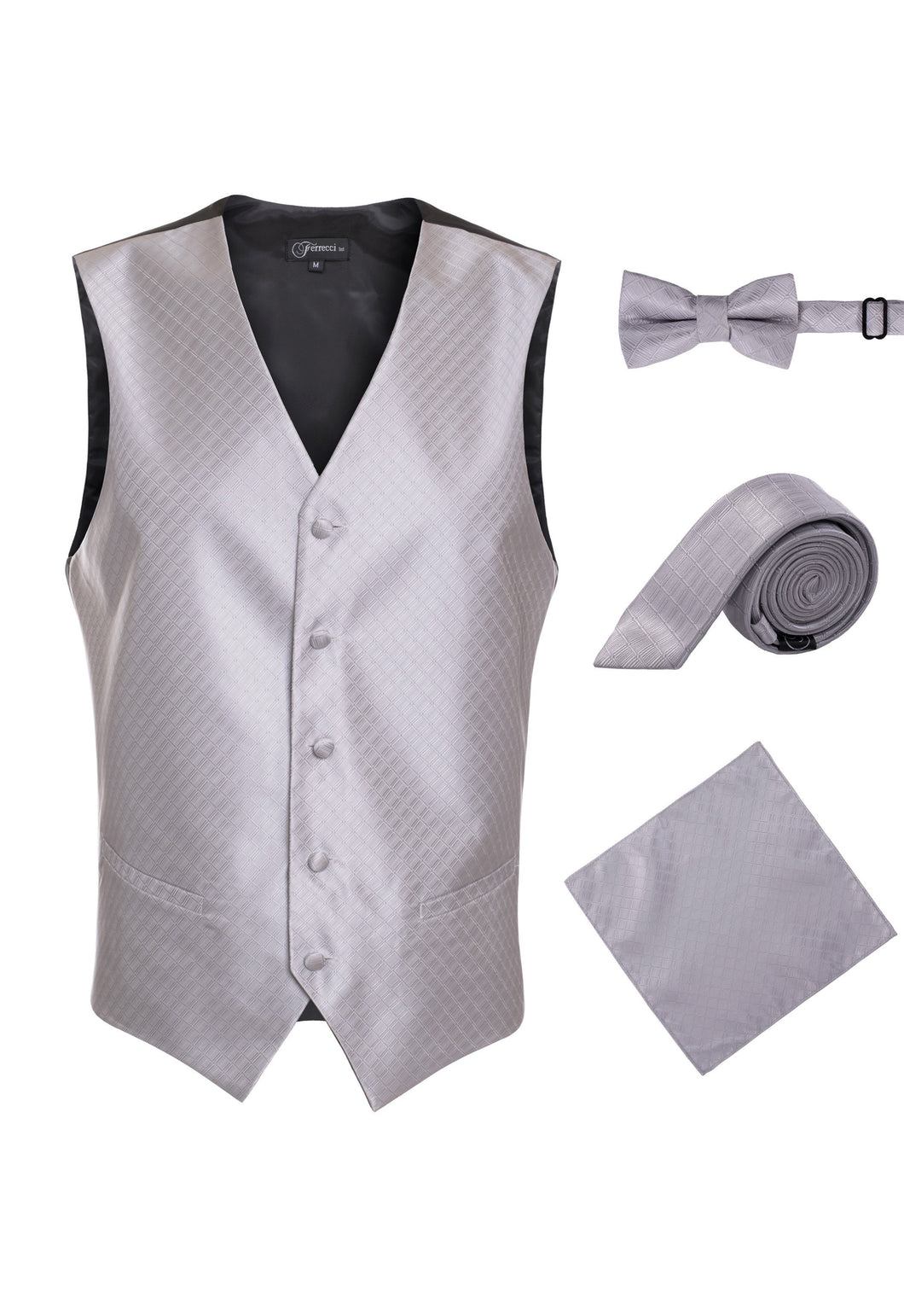 Ferrecci Mens 300-15 Grey Diamond Vest Set - Ferrecci USA 