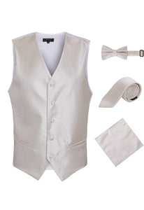 Ferrecci Mens 300-4 Beige Diamond Vest Set - Ferrecci USA 