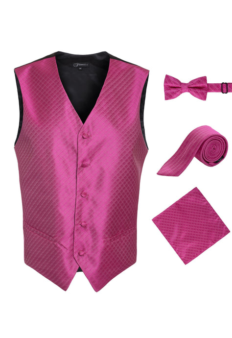 Ferrecci Mens 300-6 Fuchsia Diamond Vest Set - Ferrecci USA 