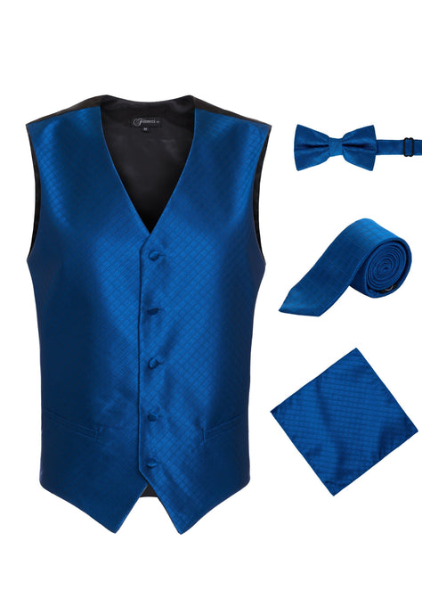 Ferrecci Mens 300-8 Royal Blue Diamond Vest Set - Ferrecci USA 