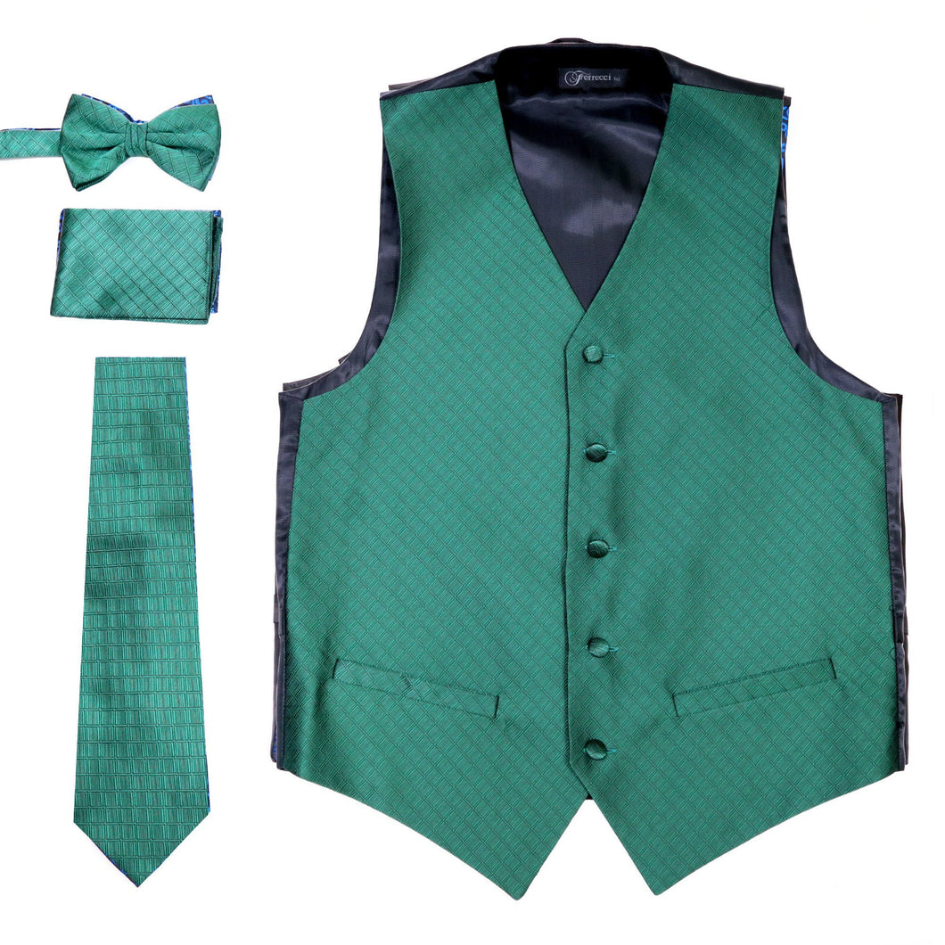 Ferrecci Mens 300 Dark Green Diamond Vest Set - Ferrecci USA 
