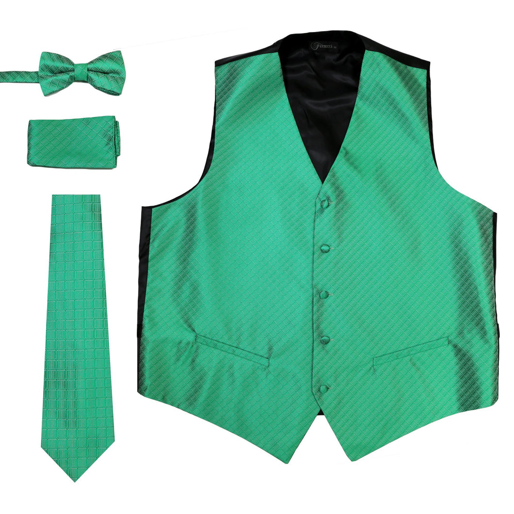 Ferrecci Mens 300-5 Emerald Green Diamond Vest Set - Ferrecci USA 