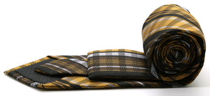 Mens Dads Classic Brown Striped Pattern Business Casual Necktie & Hanky Set VO-11 - Ferrecci USA 