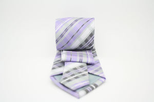 Mens Dads Classic Purple Striped Pattern Business Casual Necktie & Hanky Set VO-12 - Ferrecci USA 