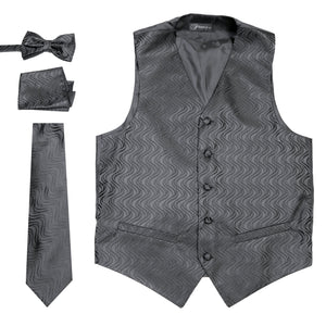 Ferrecci Mens PV150 - Black/Black Vest Set - Ferrecci USA 