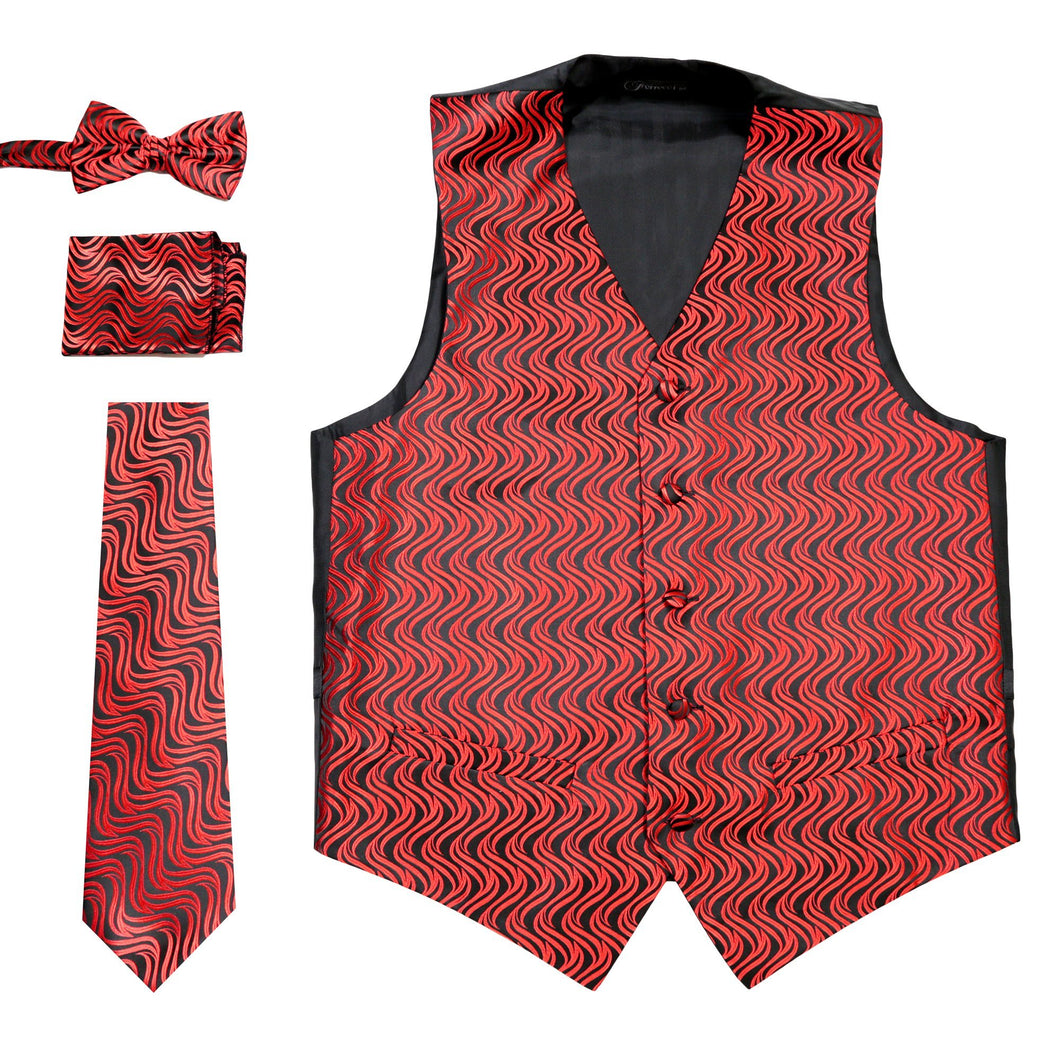 Ferrecci Mens PV150 - Black/Red Vest Set - Ferrecci USA 
