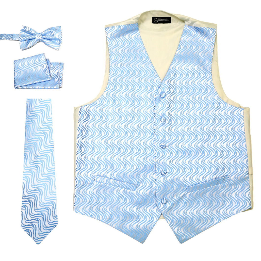 Ferrecci Mens PV150 - Blue/Cream Vest Set - Ferrecci USA 