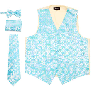 Ferrecci Mens PV150 - Turquoise/Cream Vest Set - Ferrecci USA 