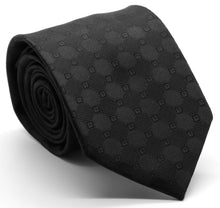 Load image into Gallery viewer, Mens Dads Classic Black Geometric Pattern Business Casual Necktie &amp; Hanky Set W-8 - Ferrecci USA 
