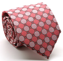 Load image into Gallery viewer, Mens Dads Classic Red Geometric Pattern Business Casual Necktie &amp; Hanky Set W-9 - Ferrecci USA 
