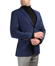 Load image into Gallery viewer, Men&#39;s Warwick Gold Button Slim Fit Navy Blazer - Ferrecci USA 
