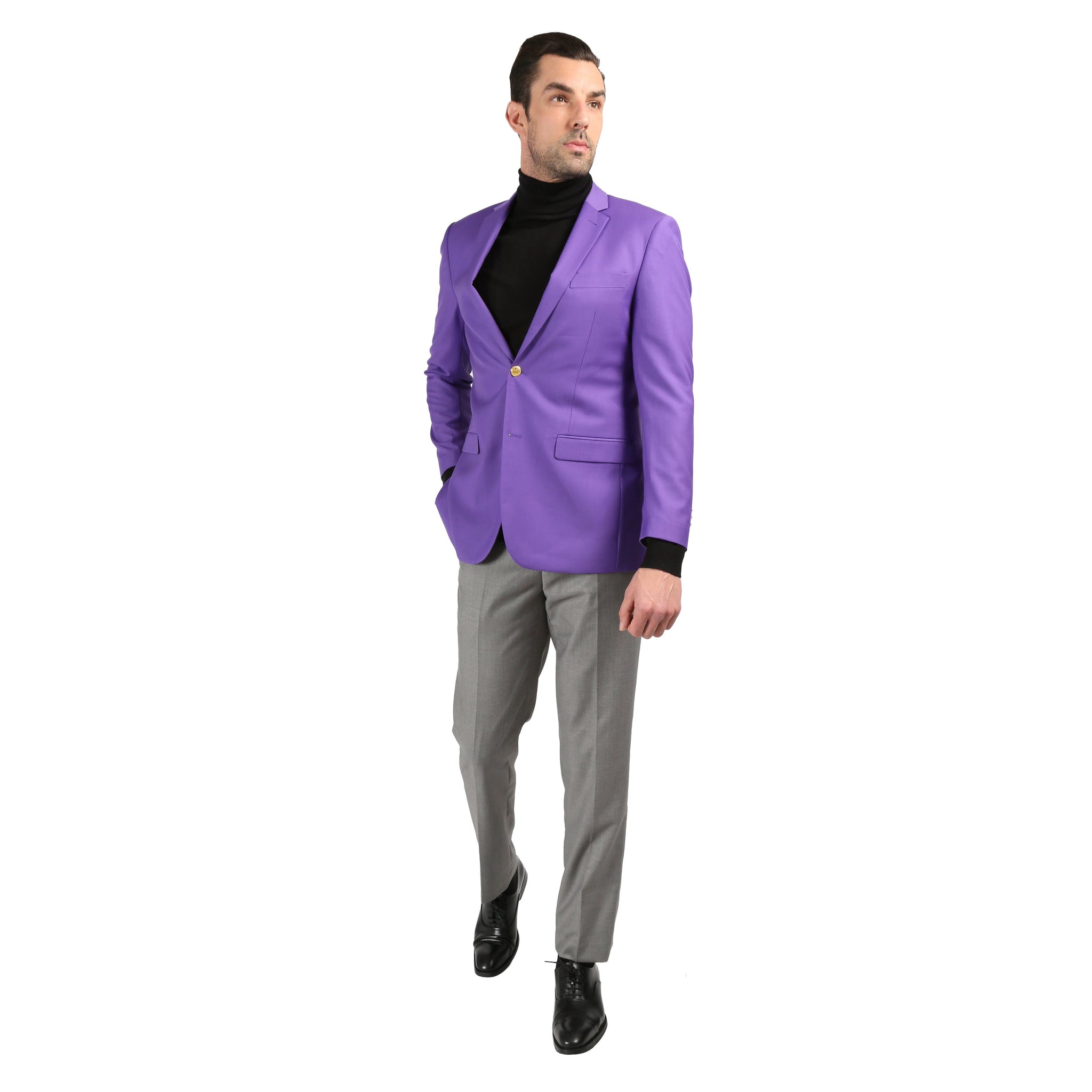Premium Mens Purple Slim Fit Gold Button Blazer | FERRECCI Suit Studio Premium Mens Purple Slim Fit Gold Button Blazer | FERRECCI Suit Studio
