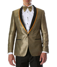 Load image into Gallery viewer, Men&#39;s Webber Black &amp; Gold Modern Fit Shawl Collar Tuxedo Blazer - Young Man’s Prom Wear - Ferrecci USA 

