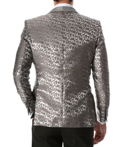Men's Webber Silver Modern Fit Shawl Collar Tuxedo Blazer - Ferrecci USA 
