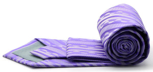Mens Dads Classic Purple Striped Pattern Business Casual Necktie & Hanky Set X-10 - Ferrecci USA 