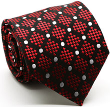 Load image into Gallery viewer, Mens Dads Classic Red Circle Pattern Business Casual Necktie &amp; Hanky Set XO-2 - Ferrecci USA 
