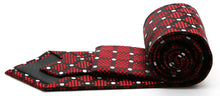 Load image into Gallery viewer, Mens Dads Classic Red Circle Pattern Business Casual Necktie &amp; Hanky Set XO-2 - Ferrecci USA 
