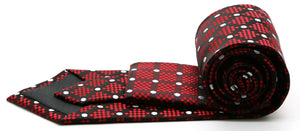 Mens Dads Classic Red Circle Pattern Business Casual Necktie & Hanky Set XO-2 - Ferrecci USA 