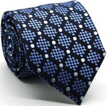 Load image into Gallery viewer, Mens Dads Classic Navy Circle Pattern Business Casual Necktie &amp; Hanky Set XO-3 - Ferrecci USA 
