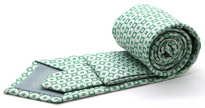 Mens Dads Classic Green Geometric Pattern Business Casual Necktie & Hanky Set Y-6 - Ferrecci USA 